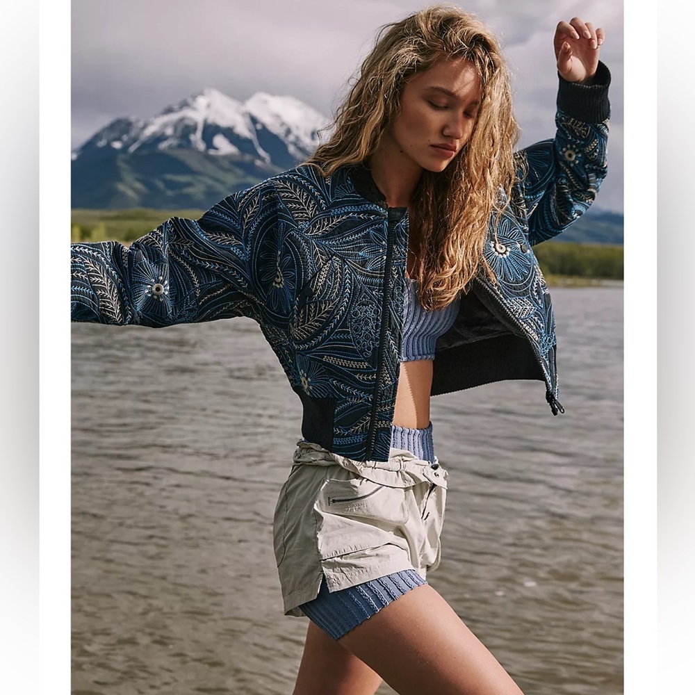 Free People Garden Party Bomber Jacket